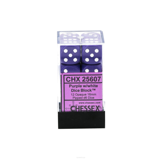 Kostki - Chessex - K6 16 mm - Purple/White