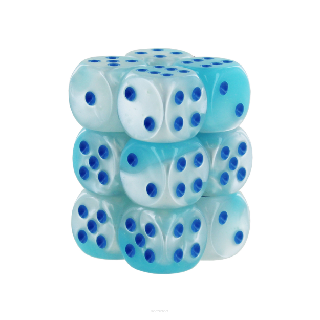 Kostki - Chessex - K6 16 mm - Gemini - Pearl Turquoise-White/Blue