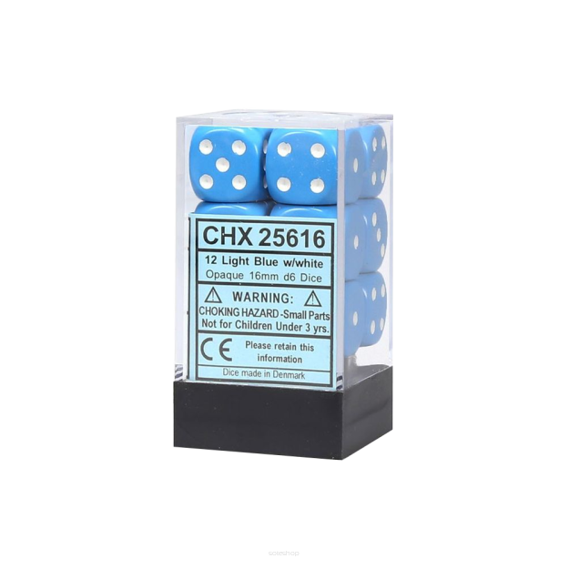 Kostki - Chessex - K6 16 mm - Light Blue/White