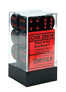 Kostki - Chessex - K6 16 mm - Black/Red