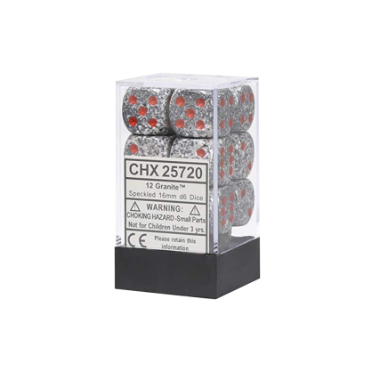 Kostki - Chessex - K6 16 mm - Granite